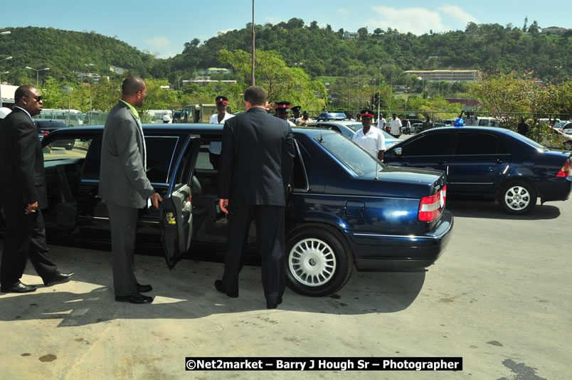 The Unveiling Of The Commemorative Plaque By The Honourable Prime Minister, Orette Bruce Golding, MP, And Their Majesties, King Juan Carlos I And Queen Sofia Of Spain - On Wednesday, February 18, 2009, Marking The Completion Of The Expansion Of Sangster International Airport, Venue at Sangster International Airport, Montego Bay, St James, Jamaica - Wednesday, February 18, 2009 - Photographs by Net2Market.com - Barry J. Hough Sr, Photographer/Photojournalist - Negril Travel Guide, Negril Jamaica WI - http://www.negriltravelguide.com - info@negriltravelguide.com...!