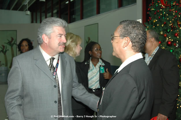 Minister of Tourism, Hon. Edmund Bartlett - Director of Tourism, Basil Smith, and Mayor of Montego Bay, Councilor Charles Sinclair Launch of Winter Tourism Season at Sangster International Airport, Saturday, December 15, 2007 - Sangster International Airport - MBJ Airports Limited, Montego Bay, Jamaica W.I. - Photographs by Net2Market.com - Barry J. Hough Sr, Photographer - Negril Travel Guide, Negril Jamaica WI - http://www.negriltravelguide.com - info@negriltravelguide.com...!