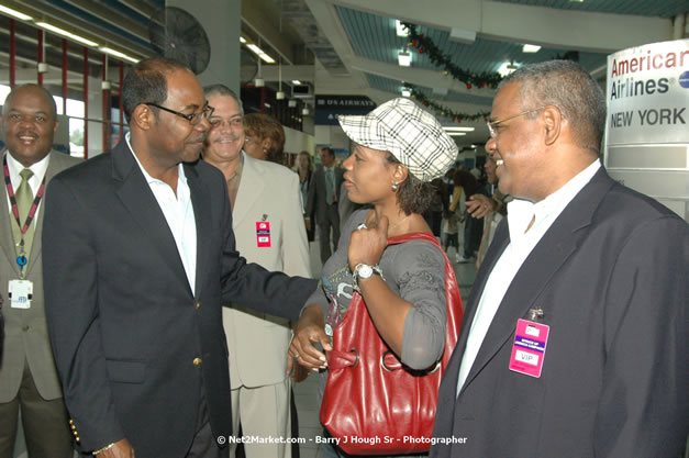 Minister of Tourism, Hon. Edmund Bartlett - Director of Tourism, Basil Smith, and Mayor of Montego Bay, Councilor Charles Sinclair Launch of Winter Tourism Season at Sangster International Airport, Saturday, December 15, 2007 - Sangster International Airport - MBJ Airports Limited, Montego Bay, Jamaica W.I. - Photographs by Net2Market.com - Barry J. Hough Sr, Photographer - Negril Travel Guide, Negril Jamaica WI - http://www.negriltravelguide.com - info@negriltravelguide.com...!