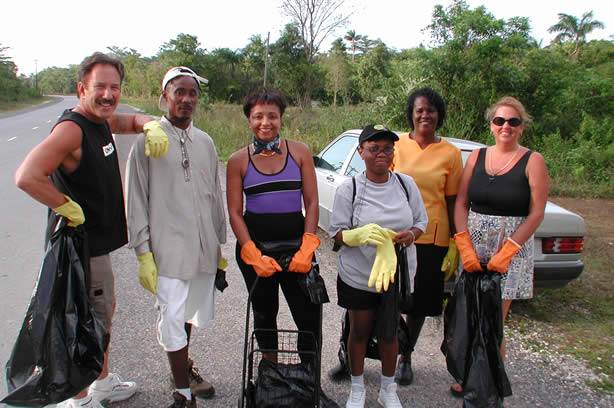 Volunteers Clean-Up Roadside Entrance to Negril - Negril Travel Guide