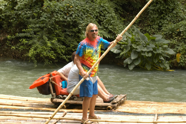 Rafting on the Martha Brae - Virgin Atlantic Inaugural Flight To Montego Bay, Jamaica Photos - Sir Richard Bronson, President & Family, and 450 Passengers - Rafting on the Martha Brae - Tuesday, July 4, 2006 - Negril Travel Guide, Negril Jamaica WI - http://www.negriltravelguide.com - info@negriltravelguide.com...!