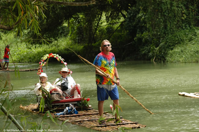 Rafting on the Martha Brae - Virgin Atlantic Inaugural Flight To Montego Bay, Jamaica Photos - Sir Richard Bronson, President & Family, and 450 Passengers - Rafting on the Martha Brae - Tuesday, July 4, 2006 - Negril Travel Guide, Negril Jamaica WI - http://www.negriltravelguide.com - info@negriltravelguide.com...!