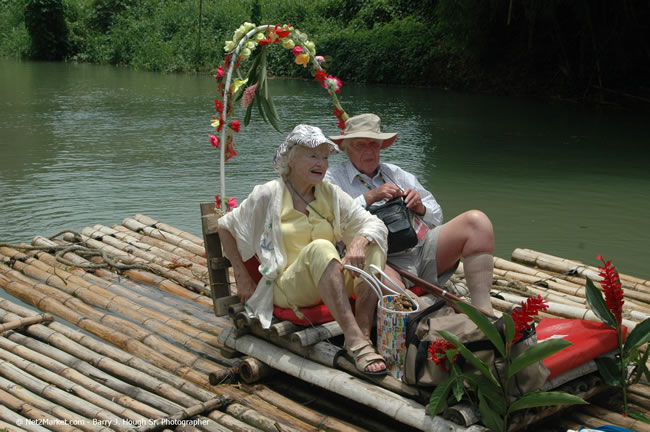 Rafting on the Martha Brae - Virgin Atlantic Inaugural Flight To Montego Bay, Jamaica Photos - Sir Richard Bronson, President & Family, and 450 Passengers - Rafting on the Martha Brae - Tuesday, July 4, 2006 - Negril Travel Guide, Negril Jamaica WI - http://www.negriltravelguide.com - info@negriltravelguide.com...!